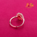 Bague, plaquée or rose avec pierre rouge de Rubis et taille variable