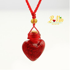 Collier diffuseur de parfum ou d’huile essentielle «Coeur» flacon en verre de Murano 